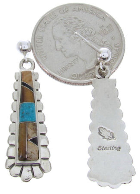 Tiger Eye Turquoise Multicolor Silver Jewelry Post Earrings AW69801